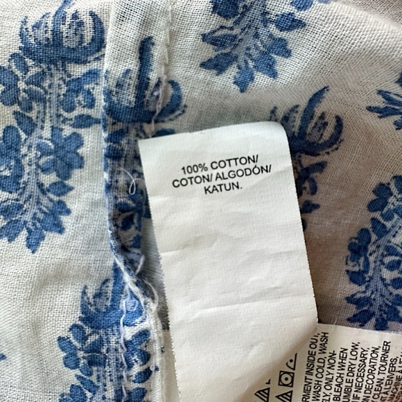 LUCKY BRAND | EMBROIDERED COTTON TOP LIKE NEW BUTTON UP BACK RED BLUE | LARGE - Picture 10 of 12